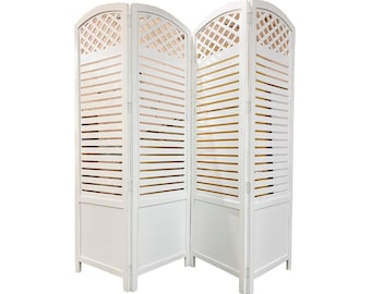 Mid century Round top stripe design Wooden Folding Divider, Partition, Handmade Self standing separator up to 7 feet height