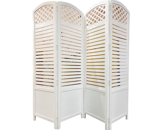 Mid century Round top stripe design Wooden Folding Divider, Partition, Handmade Self standing separator