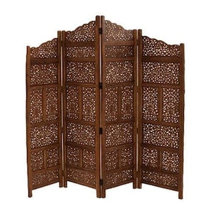 Handmade Wooden Room Divider: 4-Panel Folding Privacy Screen