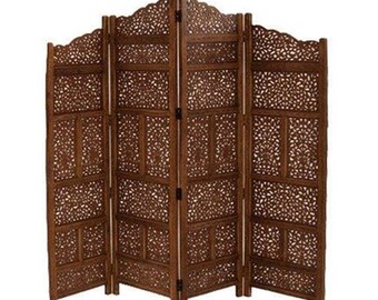 Wooden Room divider Partition set of 4 panel , Self standing Round top design Room Folding panels