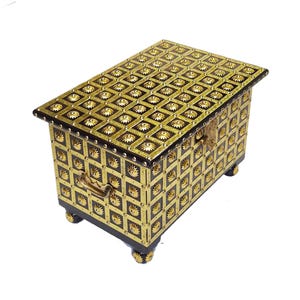 Hand Carved Wooden Brass Decorative  chest box 18 x 12 inches, beautiful house warming gift, handmade wooden treasure chest Storage trunk