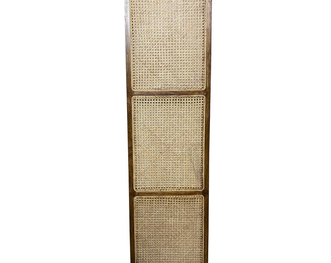 6.5 feet Mid century Rattan Panel, Solid Wood Cane Room Divider, Wood Partition, Slatted Room Divider Custom size also available