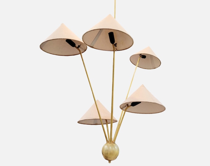 5 Fabric Shade Ceiling light modern fixture, mid-century ceiling Unique Design light Chandelier