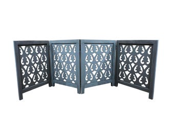 Mid century Small black Wooden Folding Divider, Partition, Handmade Self standing separator for pet and baby