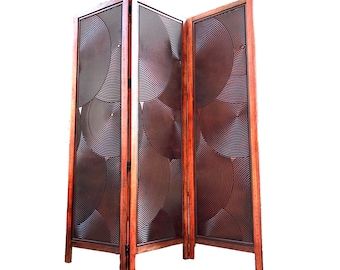 Mid-Century Wooden privacy Folding Room divider, Self standing partition for home and office