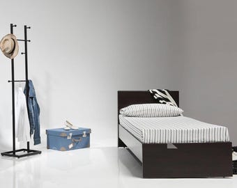 Spruce Mid century Twin/Queen/King  bed Frame, handmade Furniture Black finish, Modern wooden décor furniture