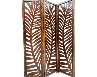 Mid century Big Leaf Design Wooden Folding Divider, Partition, Handmade Self standing separator