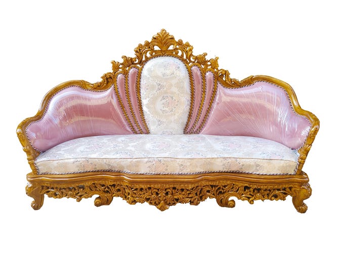 Wooden Sofa, 3 Seater Royal Look hand Carved sofa Seat For home and café or office Personalized Furniture