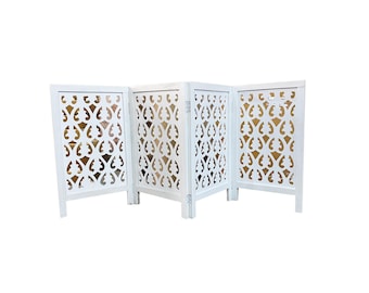 3.5 feet height Leaves Design Wooden Folding Divider, Partition, Handmade Self standing separator