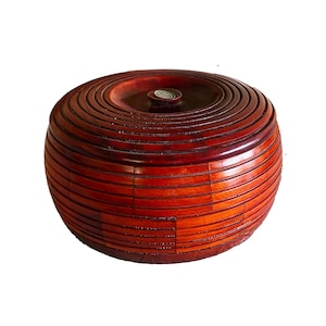 Houten braadpan, handgemaakte ronde braadpan bruine roti-chapati-doos met deksel, housewarmingcadeau