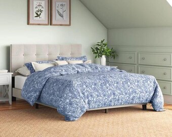 Abdiel king size Tufted Upholstered Modern Wooden Bed, Handmade Low post High quality Bohemian Bed Frame