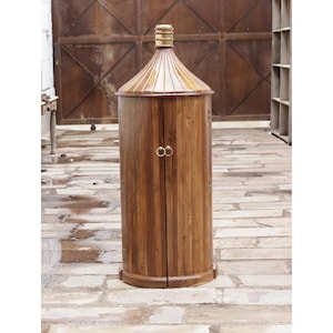 Mid century Bar Cabinet, Spherical Classical Bar Bottle Cabinet, Bottle shape console, hand painted design availale in different finishes