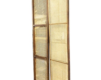 Mid century cane knitted Bathroom divider, Hand knitted Privacy Rattan 8 feet height bathroom divider screen partition