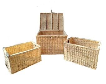 wicker basket organizer, hand woven Rattan basket set of 3