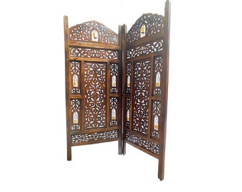 Mid century Bell Design Wooden Small Folding Divider, Partition, Handmade Self standing separator