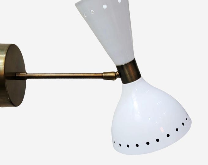 Pair of 2 Light Italian Full brass Handmade Wall sconce, mid-century Wall Sconce light fixture for home