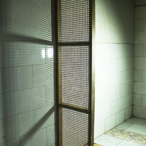Mid century Rattan Panel, Solid Wood Cane Room Divider, Wood Partition, Slatted Room Divider Custom size also available
