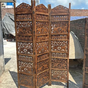 Elephants design Wooden Folding Divider, Partition, Handmade Self standing separator
