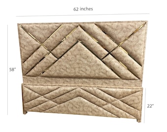 Mid century Cream Tufted Upholstered Headboard US/CA King/ King/Queen size available, Different colors option, Wooden Head & Footboard