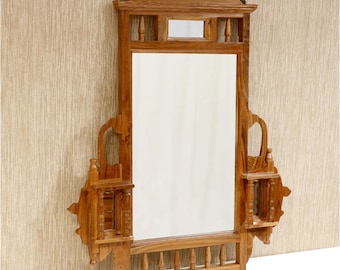 French Style Wooden wall mirror frame, handmade Wood wall decor mirror, Old school wall fixture