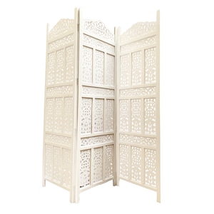 Mid century White Wooden Folding Divider, Partition, Handmade Self standing seperator