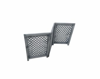 Mid century Small Grey Wooden Folding Divider, Partition, Handmade Self standing separator for pet and baby