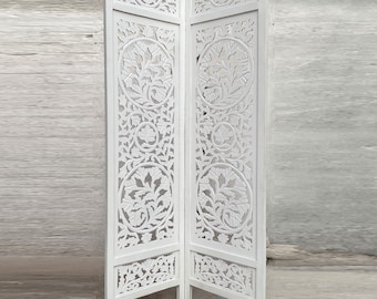 White Lotus Style Wooden Folding Divider, Partition, Handmade Self standing screen