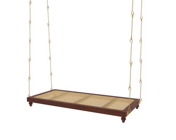 Wooden cane Swing with brass chain , handmade Wood Brass Ceiling Hanging Fixture, Home Decor, traditional Jhula