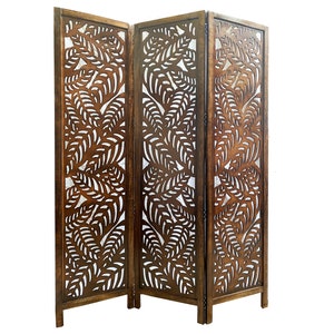 Leaves Design Wooden Folding Divider, Partition, Handmade Self standing separator