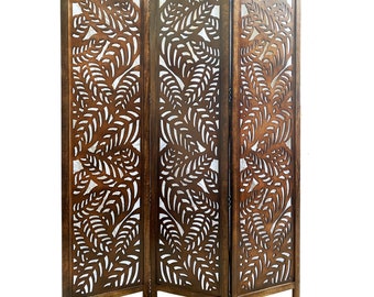Leaves Design Wooden Folding Divider, Partition, Handmade Self standing separator