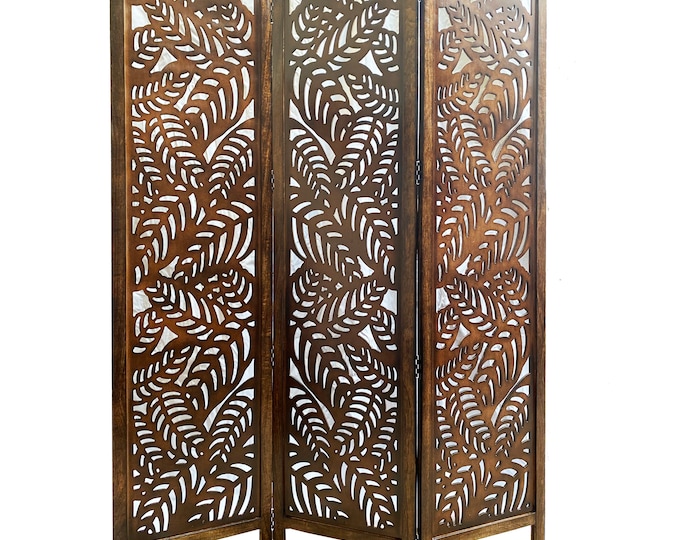Leaves Design Wooden Folding Divider, Partition, Handmade Self standing separator