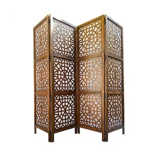 Mid century Round mesh Design Wooden Folding Divider, Partition, Handmade Self standing separator