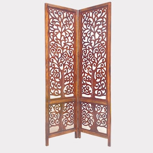 Mid century Tree style Wooden Folding Divider, Partition, Handmade Self standing screen
