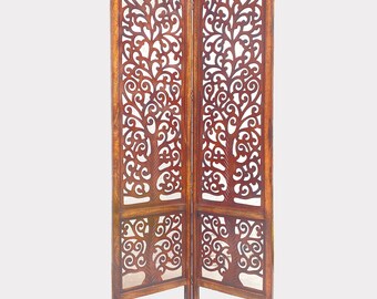 Mid century Tree style Wooden Folding Divider, Partition, Handmade Self standing screen