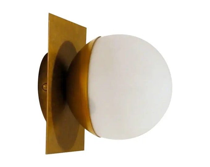 1 Globe Brass Italian wall Light Scone, Handmade 5 inch globe wall fixture