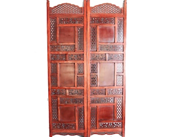 Mesh and block Style Wooden Folding Divider, Partition, Handmade Self standing separator