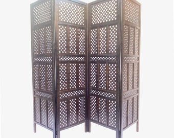 Mid century Walnut Wooden Folding Divider, Partition, Handmade Self standing saperater