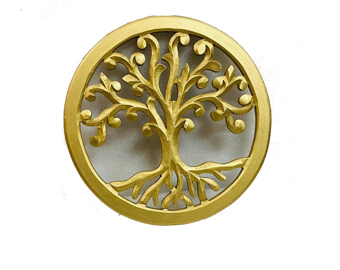 Pair of 2 Gold/Rustic Gold Wall Panel, handmade Wooden Tree craving Wooden wall fixture
