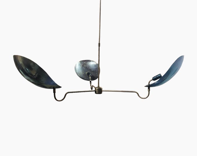 3 Shade Large Brass Ceiling light fixture, mid-century ceiling light Chandelier, modern Home décor