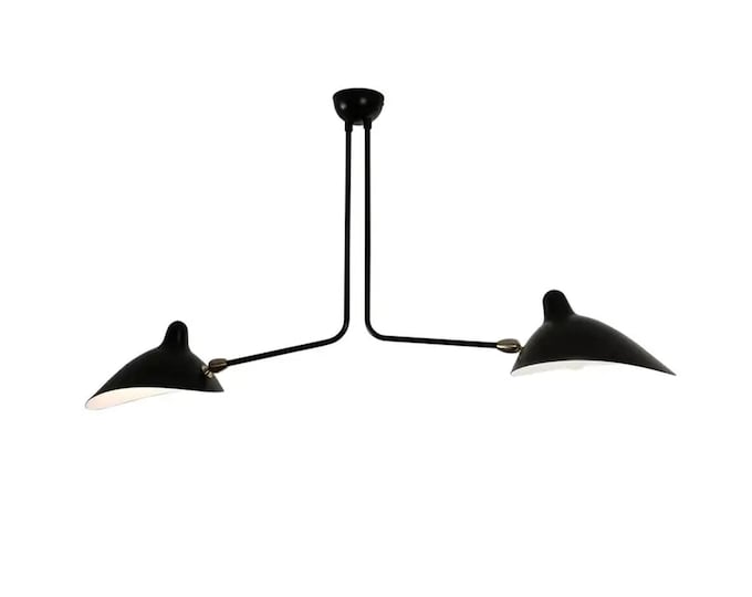 2 Arm Brass Ceiling light modern fixture, handmade Fix arm ceiling light