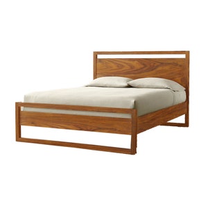 Mid century Design Solid wood Modern Eclipse Bed, Low post High quality Bohemian Bed, handmade Home décor furniture