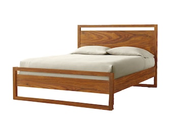 Mid century Design Solid wood Modern Eclipse Bed, Low post High quality Bohemian Bed, handmade Home décor furniture