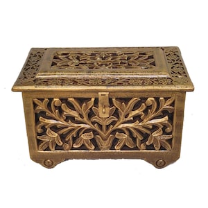 Wooden hand Carved Decorative  chest box, beautiful house warming gift, handmade wooden Storage trunk box