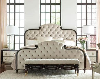 English Regency Tufted King Size Bed, Handmade Low post High quality Bohemian Bed Frame