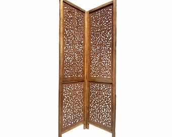Mid century Big Mesh Design Wooden Folding Divider, Partition, Handmade Self standing separator