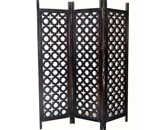 Walnut Room divider, handmade Folding, Small design Room self standing separator