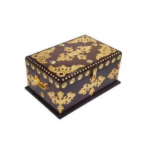 Wooden brass Decorative  chest box, beautiful house warming gift, handmade wood Storage box