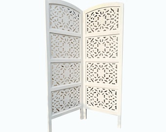 Mid century Round top Design5 feet White Wooden Folding Divider, Partition, Handmade Self standing separator