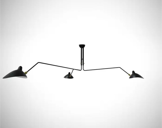 3 Arm Large Brass Ceiling light modern fixture, handmade Rotatable arm ceiling light