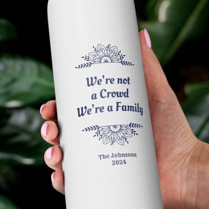 Personalized We're a Family Copper Vacuum Insulated Bottle, 22oz. Custom Family Reunion bottle, Custom Church group bottle White